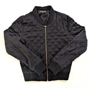 Talula Women’s Black Quilted Bomber Jacket Size Small Zip Front Lightweight
